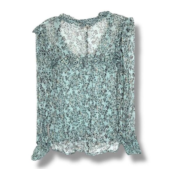 Cleobella Loretta Iris Floral Print Chiffon Puff Sleeve Blouse Women’s Size XS - Picture 7 of 14